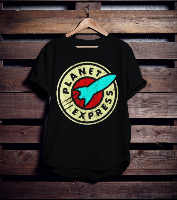 Futurama Retro Planet Express Vintage Rocket Emblem T-Shirt