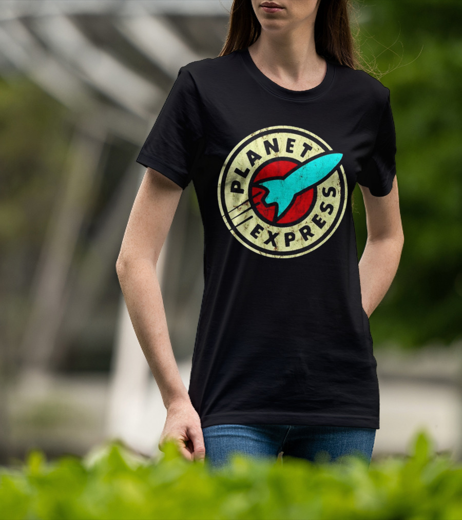 Futurama Retro Planet Express Vintage Rocket Emblem T-Shirt