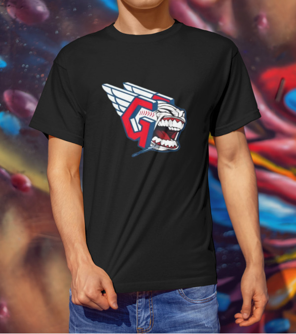 Cleveland Guardians Screaming G With Baseball Bat Wings T-Shirt
