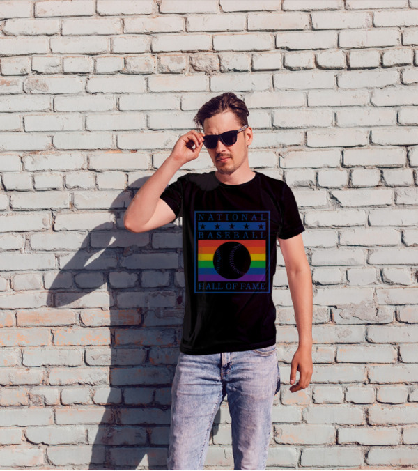 National Baseball Hall Of Fame Rainbow Pride Emblem T-Shirt