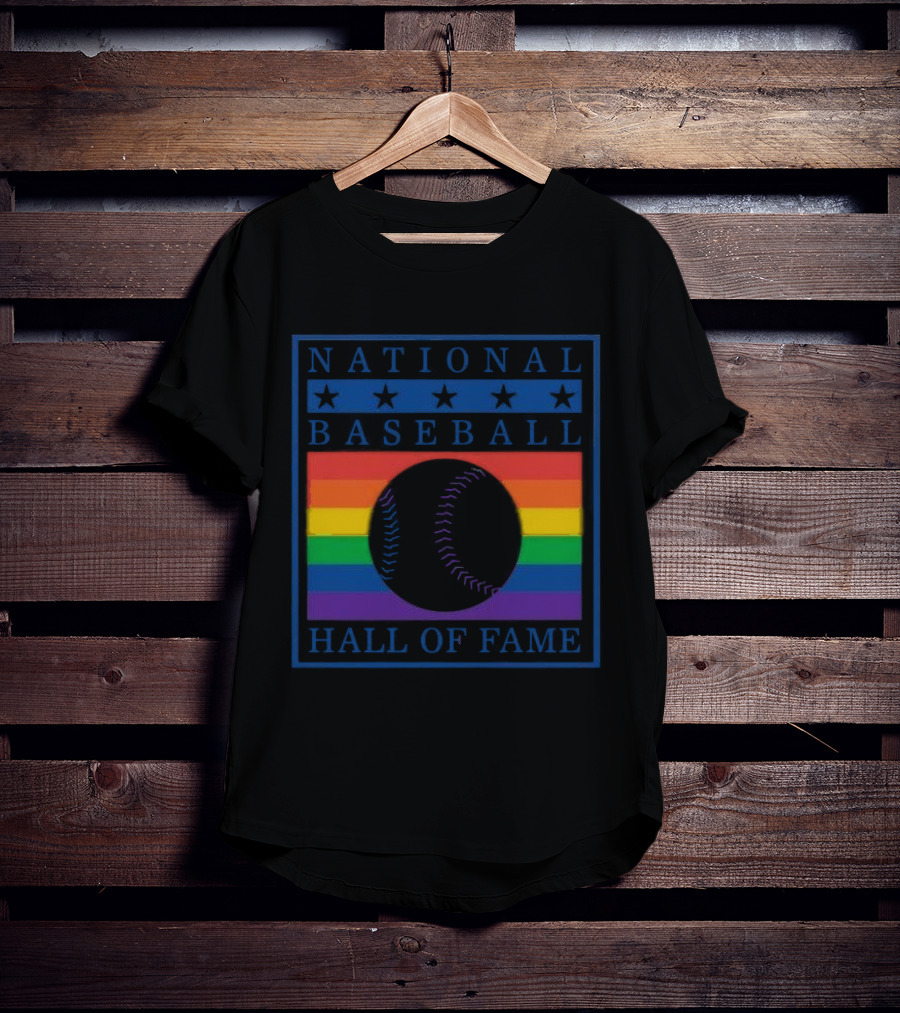 National Baseball Hall Of Fame Rainbow Pride Emblem T-Shirt