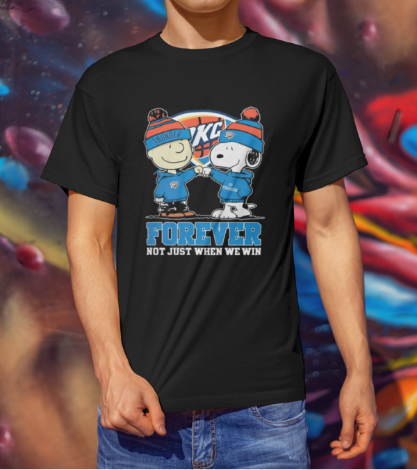 Snoopy Charlie Brown OKC Thunder Fist Bump Forever Not Just When We Win T-Shirt