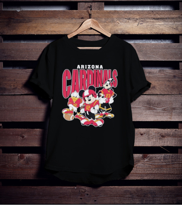 Arizona Cardinals Mickey Donald Duck Goofy Football Team T-Shirt