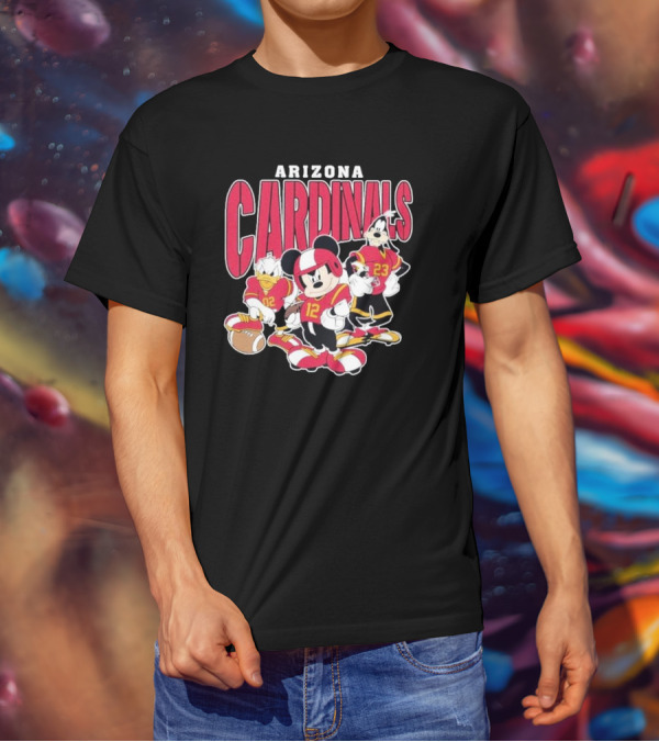 Arizona Cardinals Mickey Donald Duck Goofy Football Team T-Shirt