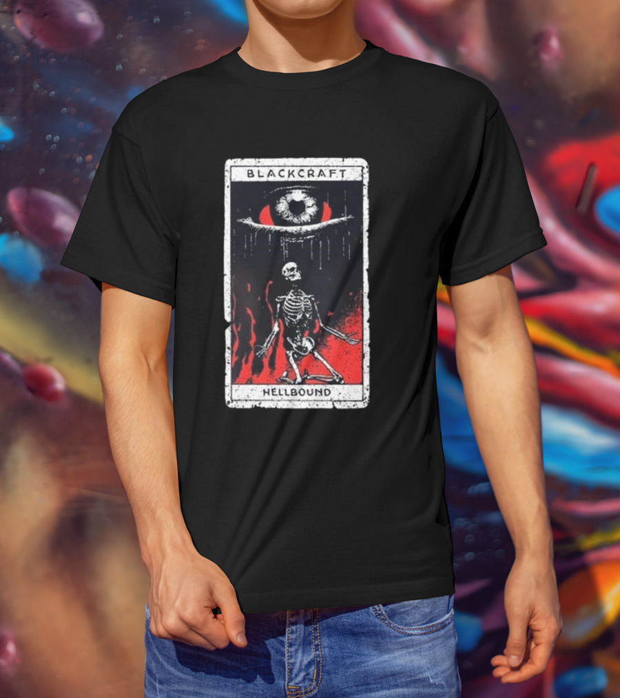 Blackcraft Cult Hellbound Tarot Skeleton Eye Flames T-Shirt