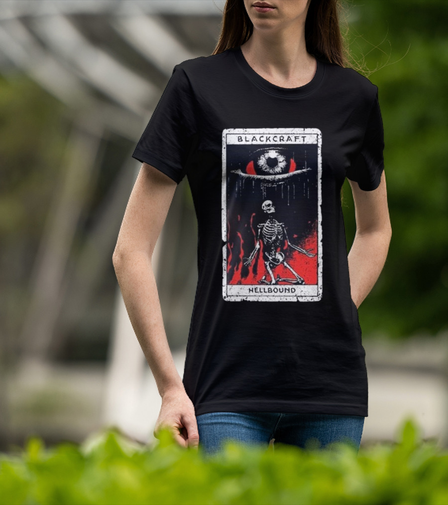 Blackcraft Cult Hellbound Tarot Skeleton Eye Flames T-Shirt