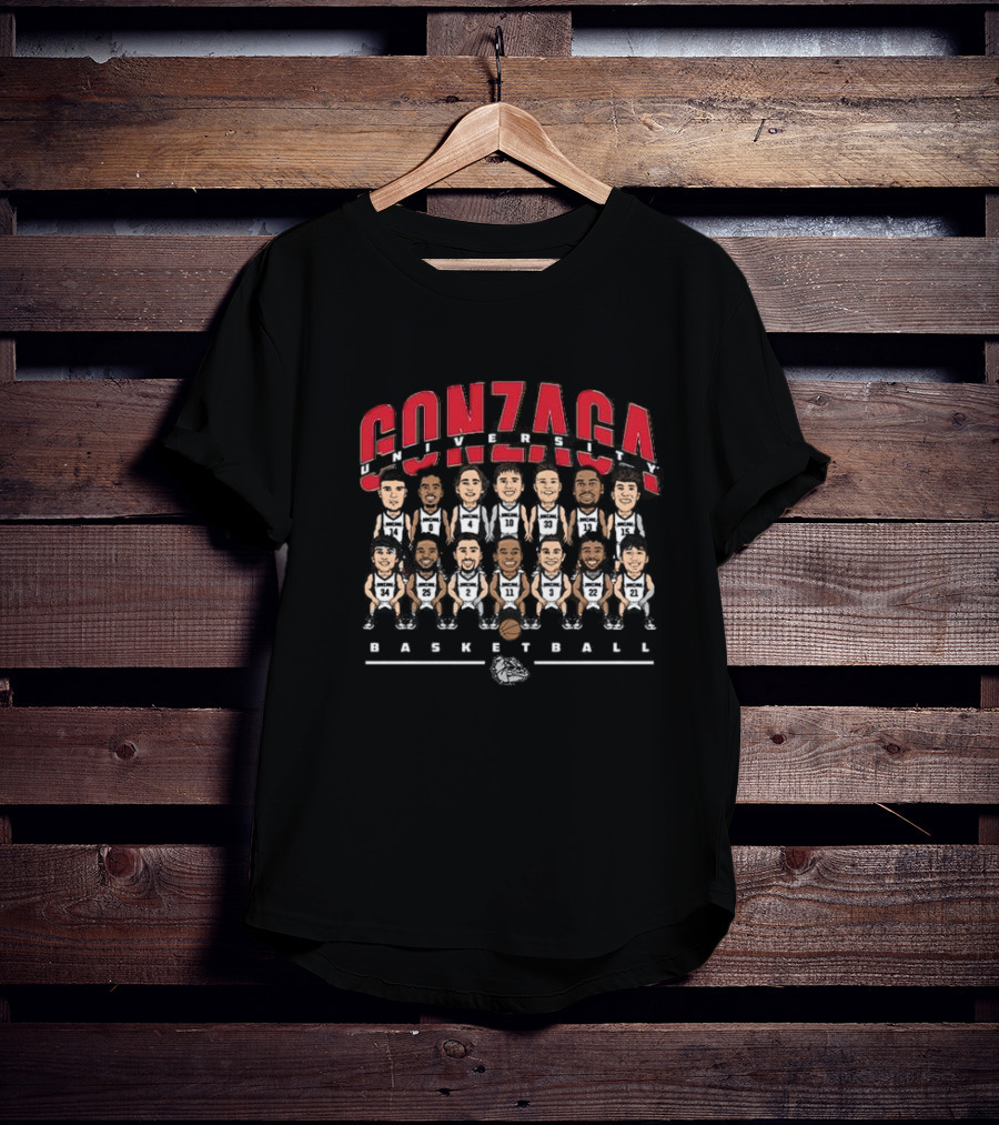 Gonzaga University Basketball Team Caricature With Bulldog T-Shirt