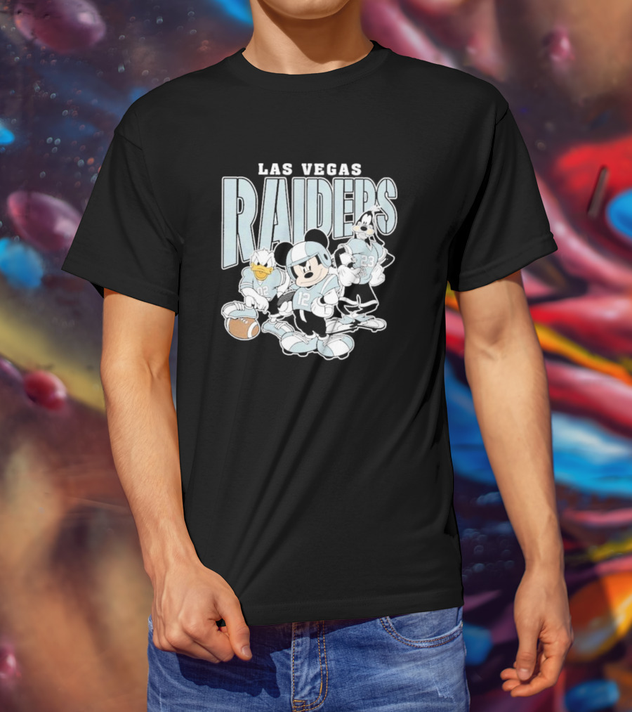 Las Vegas Raiders Mickey Mouse Donald Duck Goofy Football Team T-Shirt