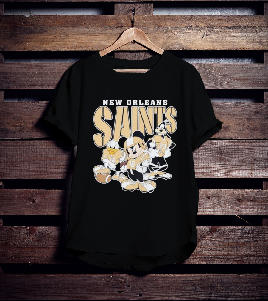 New Orleans Saints Mickey Donald Duck Goofy Football Team T-Shirt