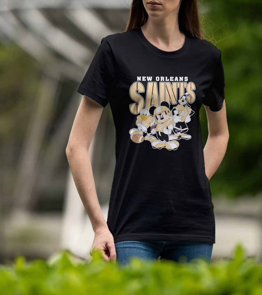 New Orleans Saints Mickey Donald Duck Goofy Football Team T-Shirt