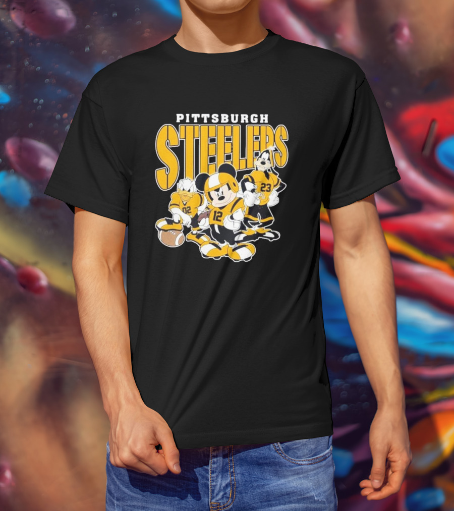 Pittsburgh Steelers Mickey Mouse Donald Duck Goofy Football Team T-Shirt
