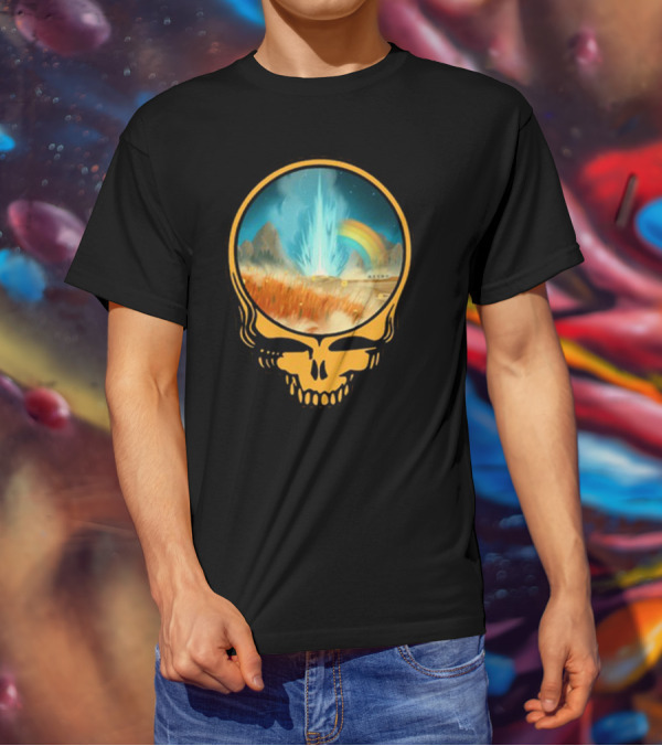 Grateful Dead Skull With Psychedelic Landscape And Rainbow T-Shirt