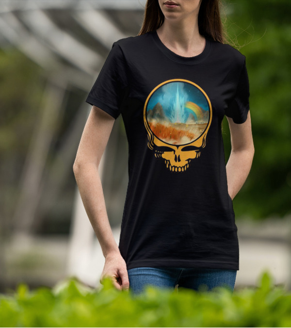 Grateful Dead Skull With Psychedelic Landscape And Rainbow T-Shirt