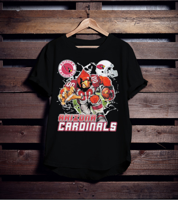 Arizona Cardinals Mascot Breaking Through Wall Vintage Football Helmet T-Shirt