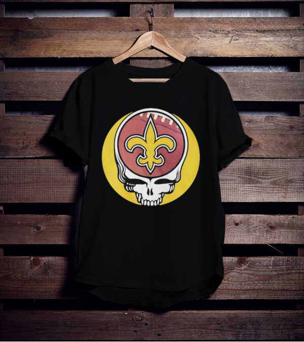 New Orleans Saints Grateful Dead Skull Logo Football T-Shirt