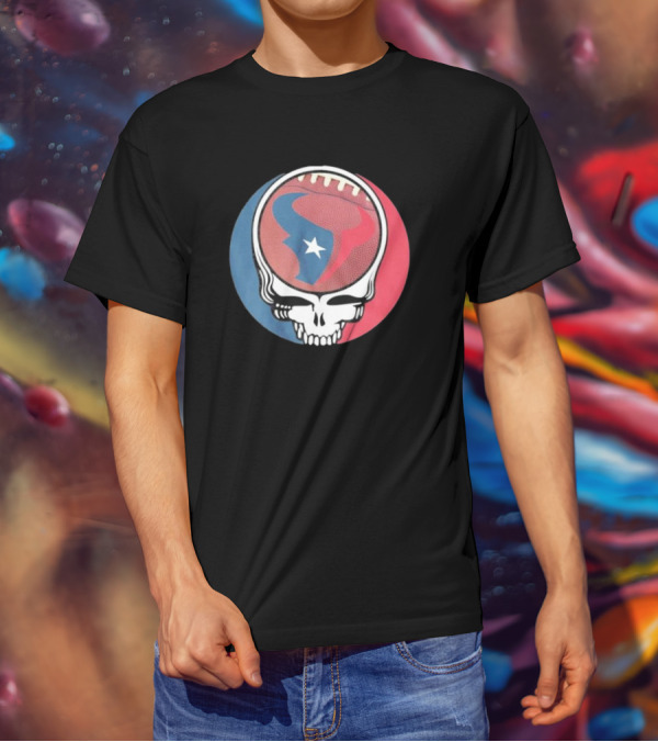 Original Houston Texans Grateful Dead Football Skull T-Shirt