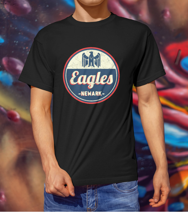 Eagles Newark Negro League Baseball Logo Retro Circle Badge T-Shirt
