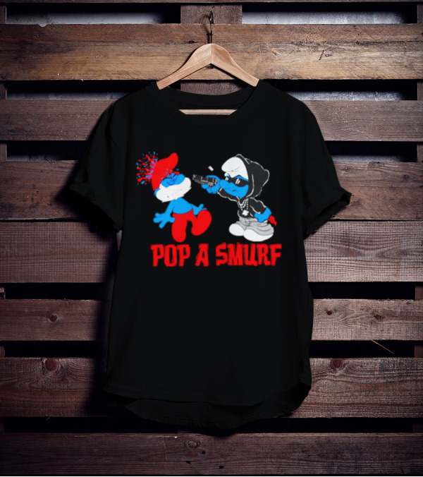 Pop A Smurf Gangster Smurf With Spray Can Urban T-Shirt