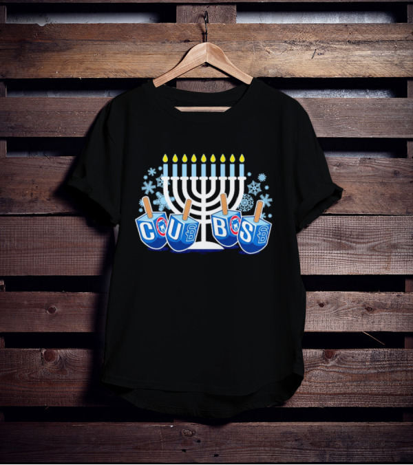 Cubs Menorah Hanukkah Dreidel Snowflakes T-Shirt