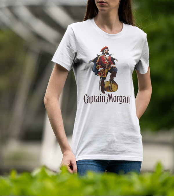Captain Morgan Rum Pirate Standing On Barrel T-Shirt