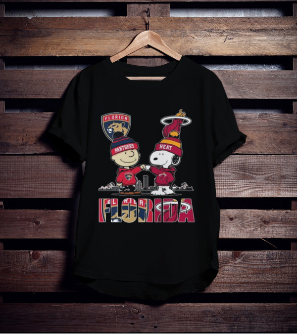 Florida Panthers Miami Heat Charlie Brown Snoopy Proud Florida T-Shirt