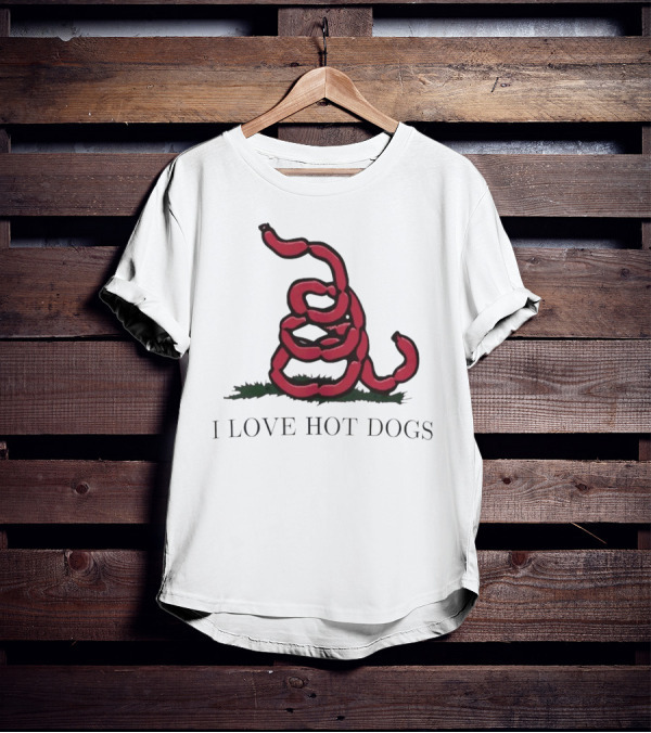 I Love Hot Dogs Spiral Sausage T-Shirt