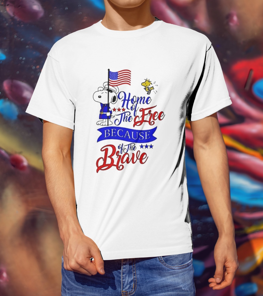 Snoopy Home Of The Free Because Of The Brave Independence Day T-Shirt