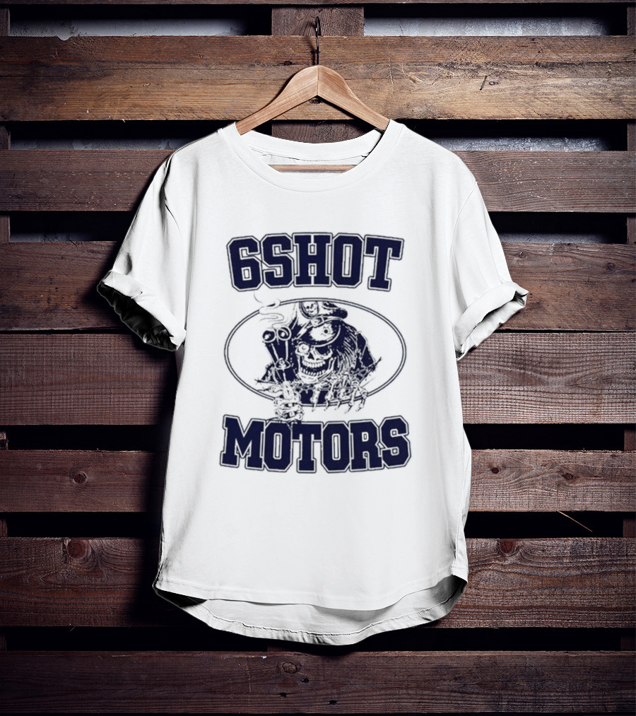 6Shot Motors Smoking Skull With Guns T-Shirt