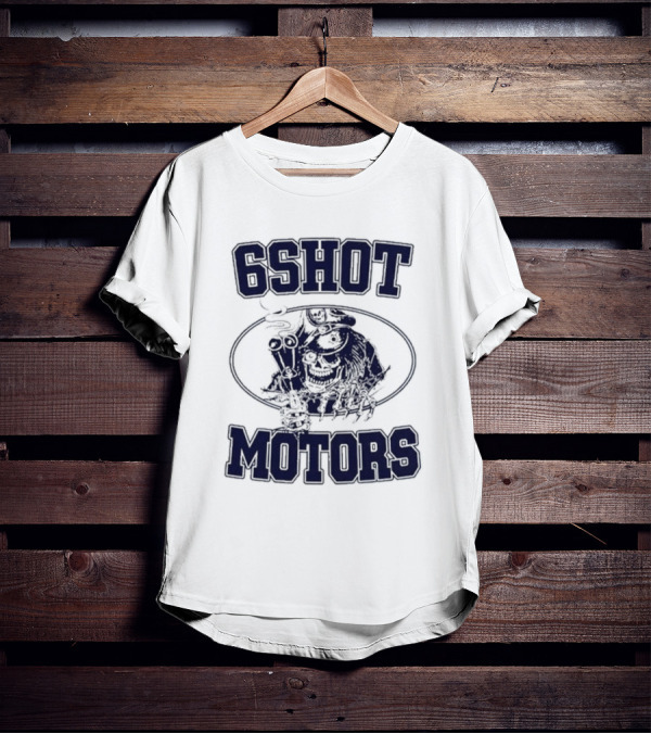 6Shot Motors Smoking Skull With Guns T-Shirt