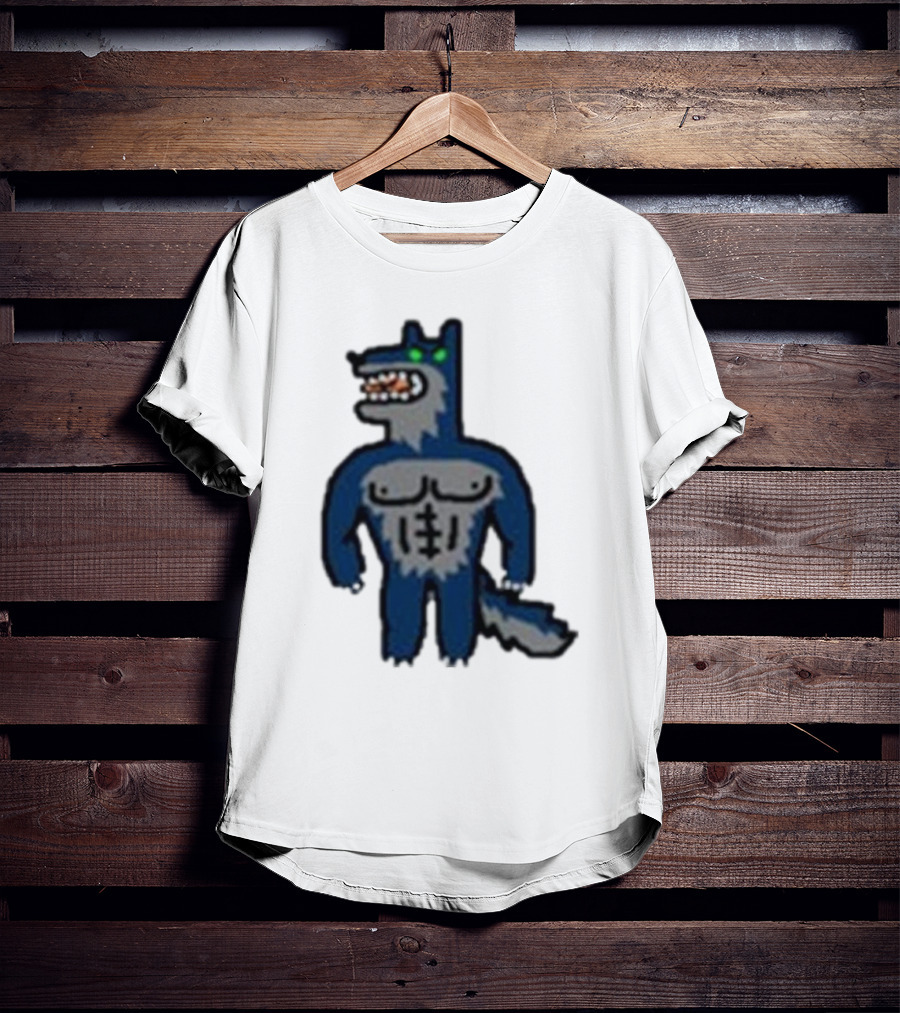 Timberwolves Buff Wolf Strong Muscular Cartoon Character T-Shirt