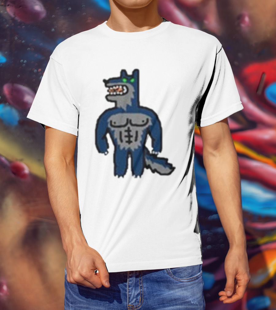 Timberwolves Buff Wolf Strong Muscular Cartoon Character T-Shirt