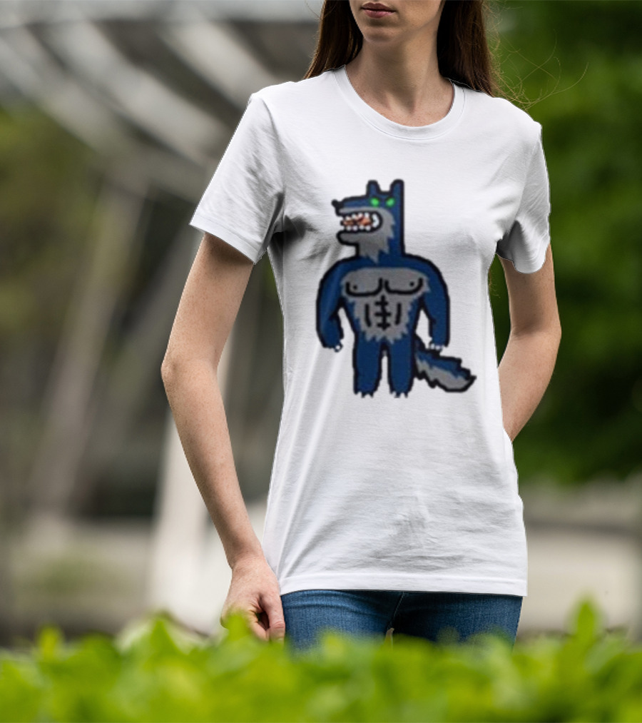 Timberwolves Buff Wolf Strong Muscular Cartoon Character T-Shirt
