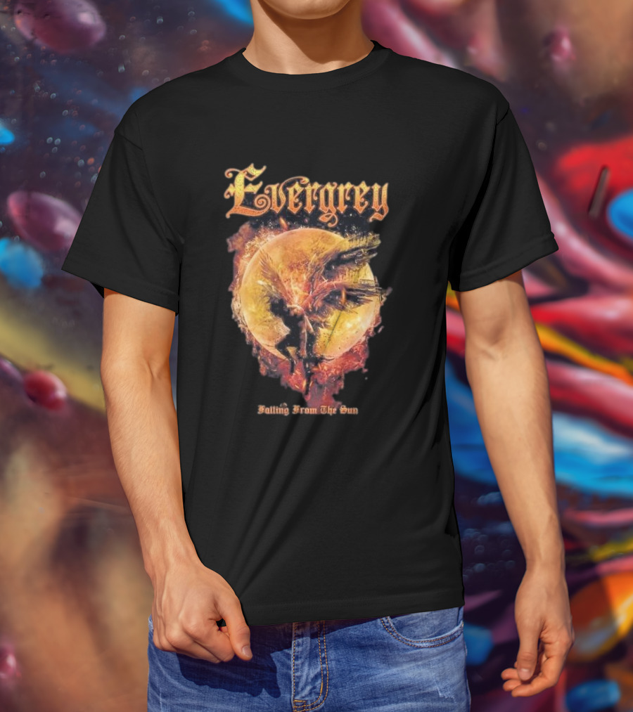 Evergrey Falling From The Sun Celestial Figure And Fiery Orb T-Shirt
