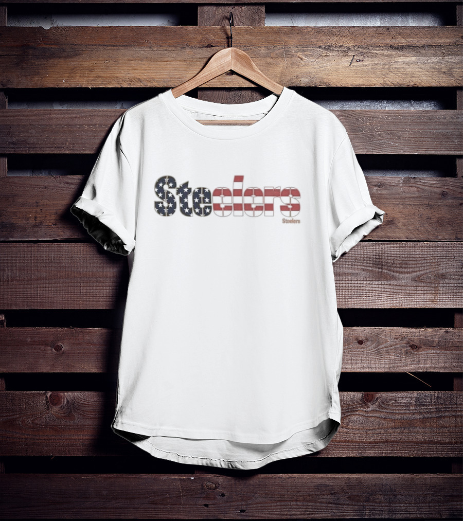 Pittsburgh Steelers American Flag Script Franklin T-Shirt
