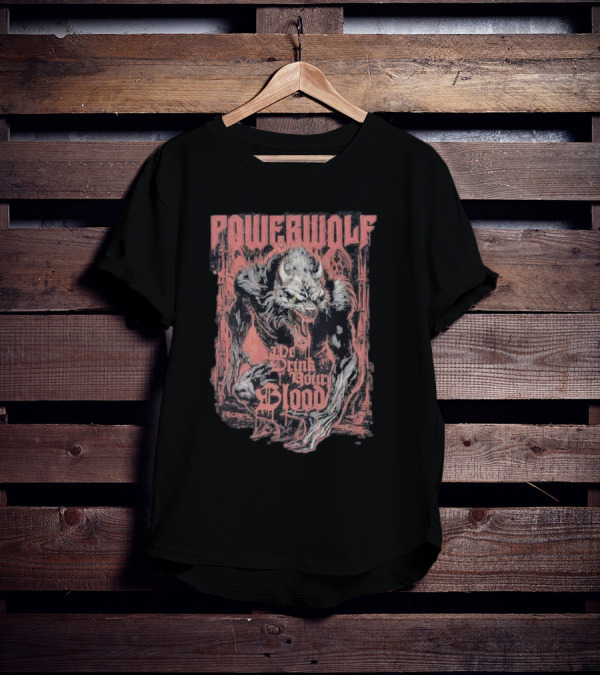 Powerwolf We Drink Your Blood Gothic Werewolf T-Shirt