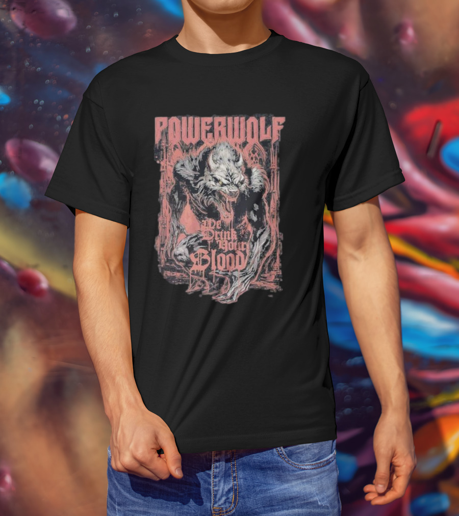 Powerwolf We Drink Your Blood Gothic Werewolf T-Shirt