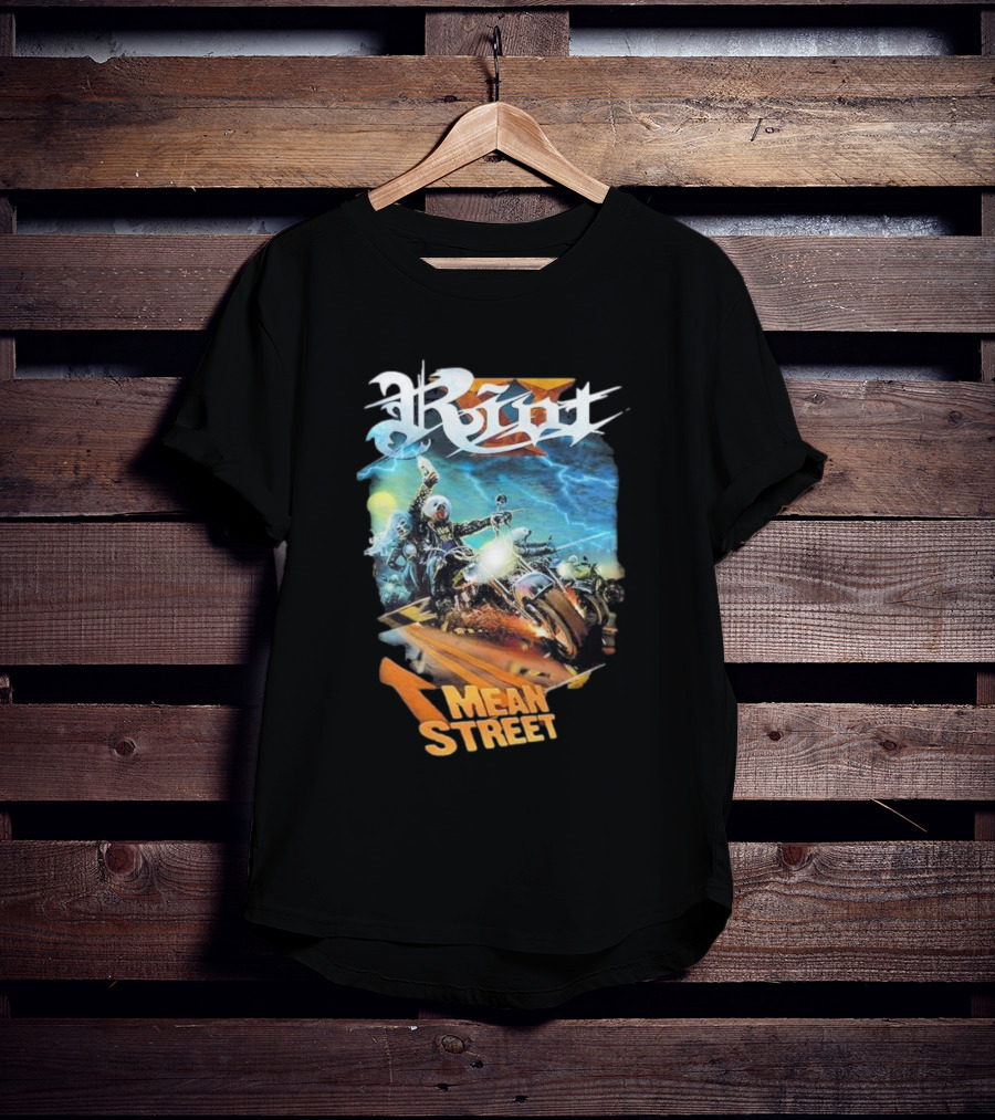 Riot V Mean Streets Album Cover With Biker And Lightning T-Shirt