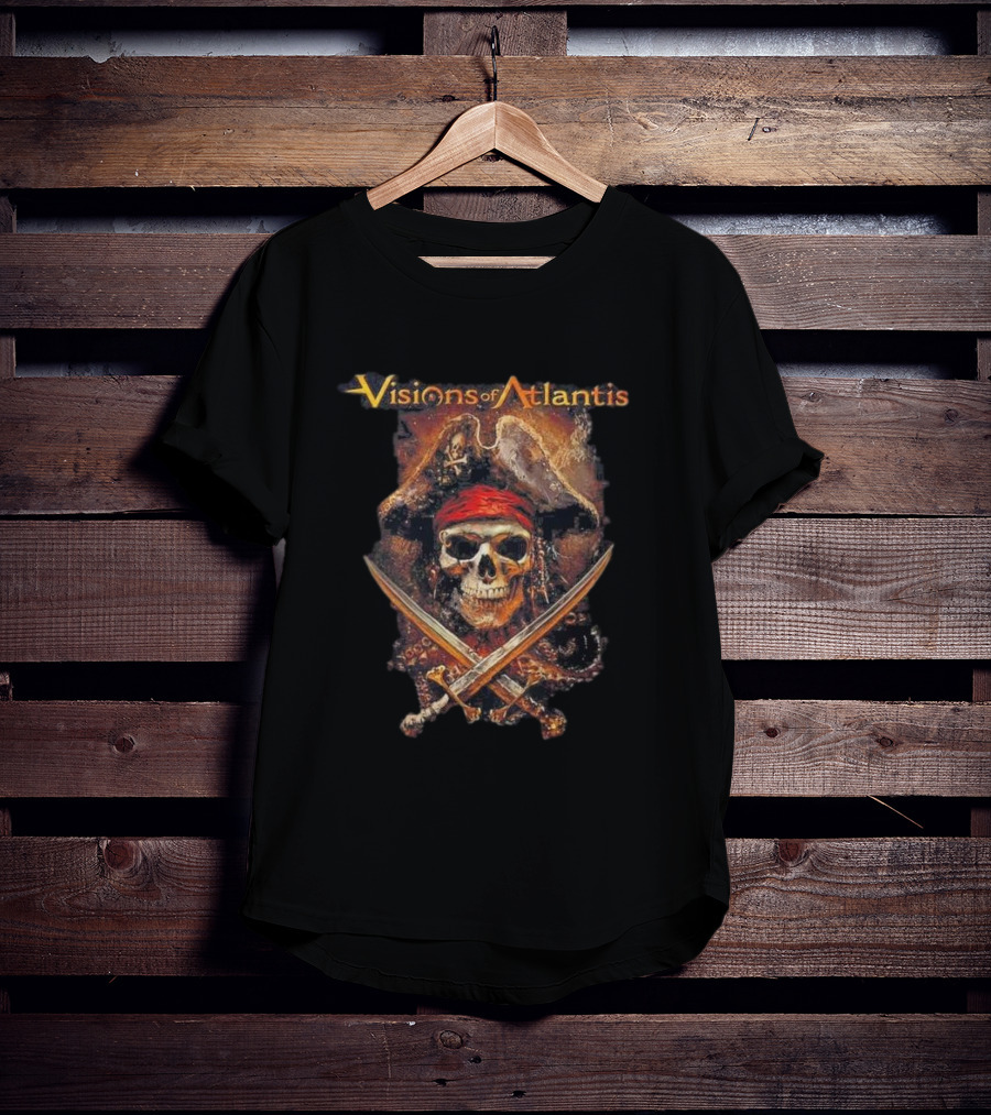 Visions Of Atlantis Skull Pirate With Crossed Swords And Hat T-Shirt