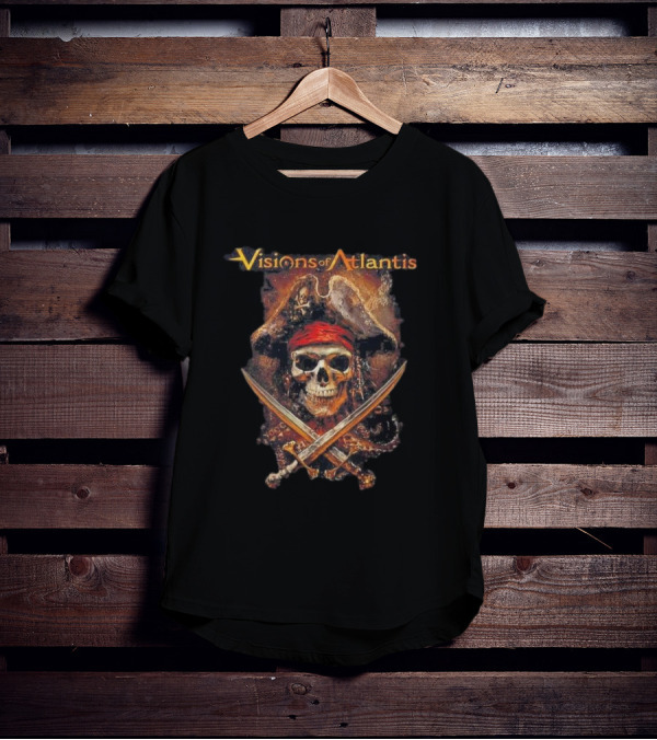 Visions Of Atlantis Skull Pirate With Crossed Swords And Hat T-Shirt
