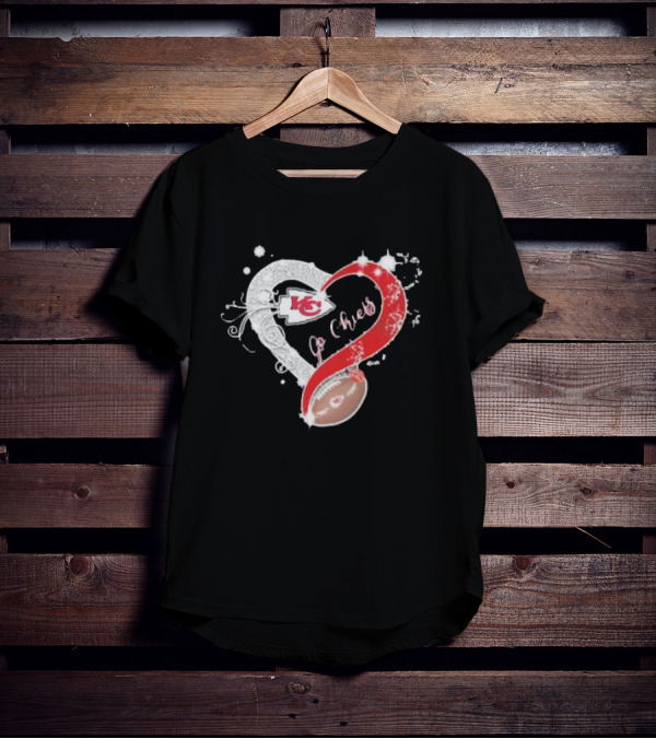 Kansas City Chiefs Heart And Football Go Chiefs T-Shirt
