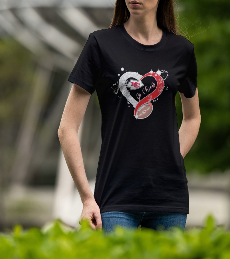 Kansas City Chiefs Heart And Football Go Chiefs T-Shirt