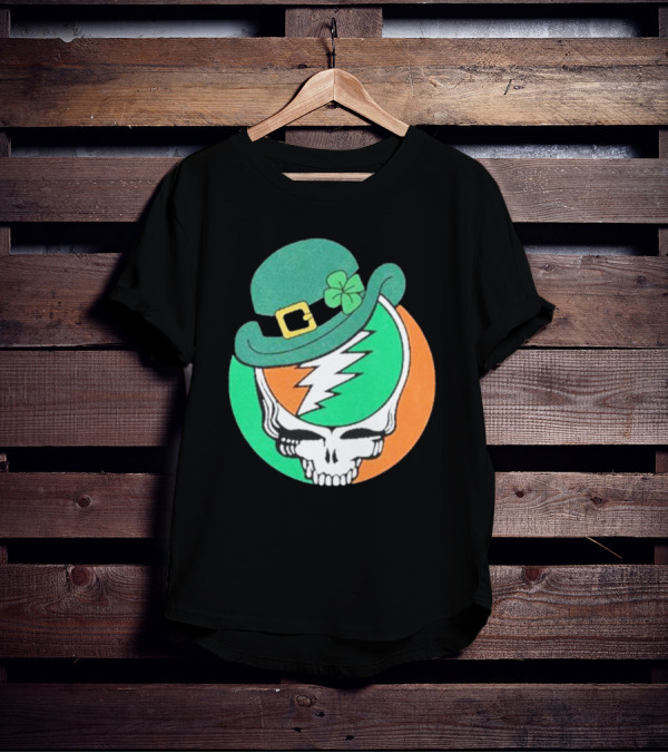 Happy St. Patrick’s Dead And Company Limited Skull In Shamrock Hat With Lightning Bolt T-Shirt