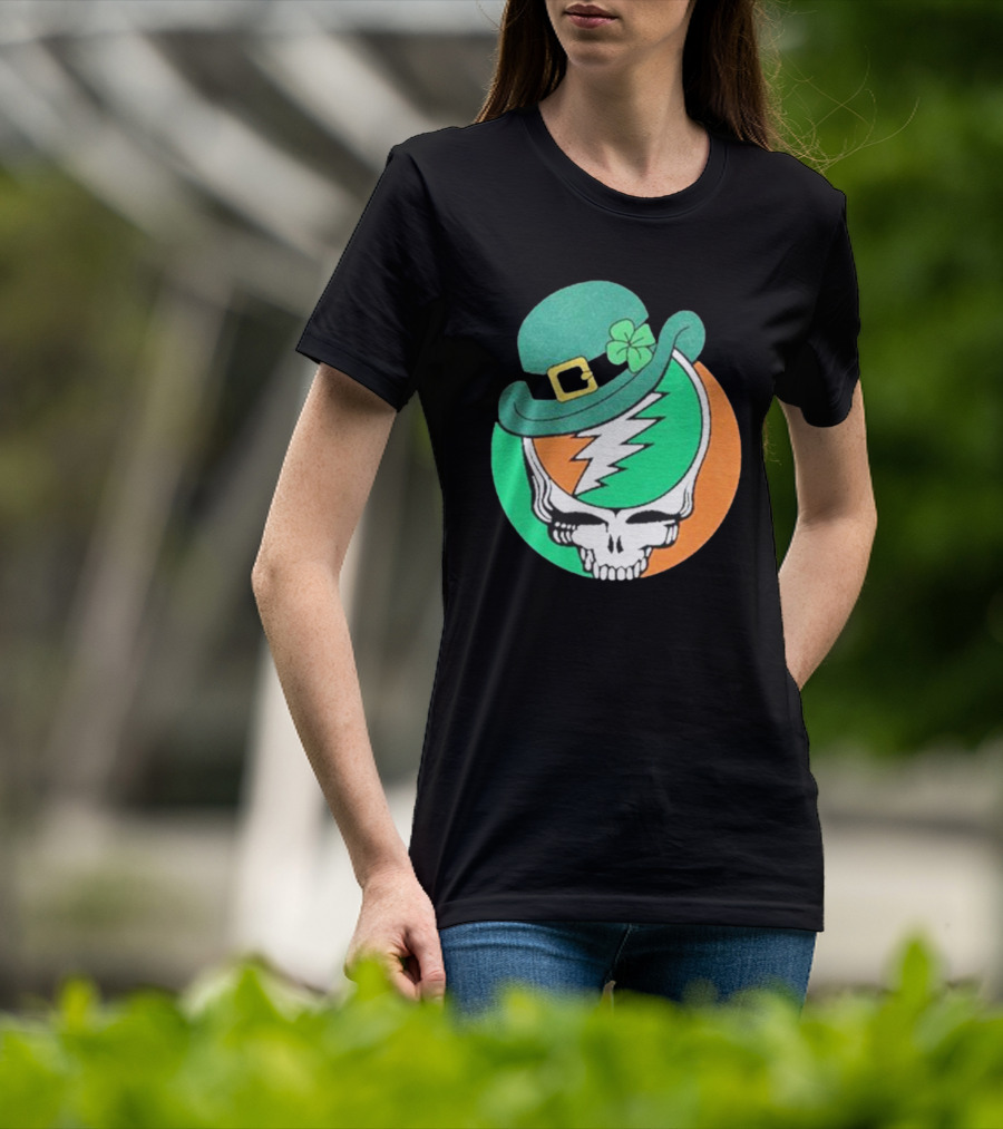 Happy St. Patrick’s Dead And Company Limited Skull In Shamrock Hat With Lightning Bolt T-Shirt