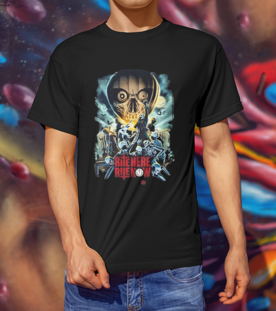 Papa Emeritus IV Rite Here Rite Now Limited Haunting Cinemas Worldwide Skeleton Skull Moon Bats T-Shirt