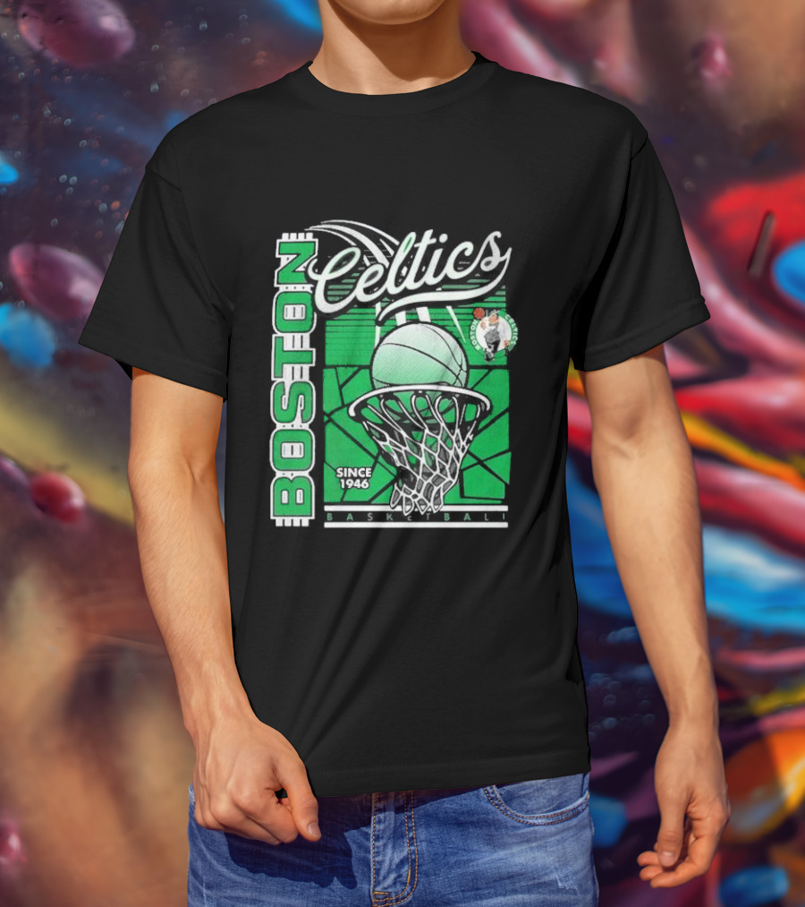 Boston Celtics Basketball Since 1946 Tri-Blend Sportiqe Comfy T-Shirt