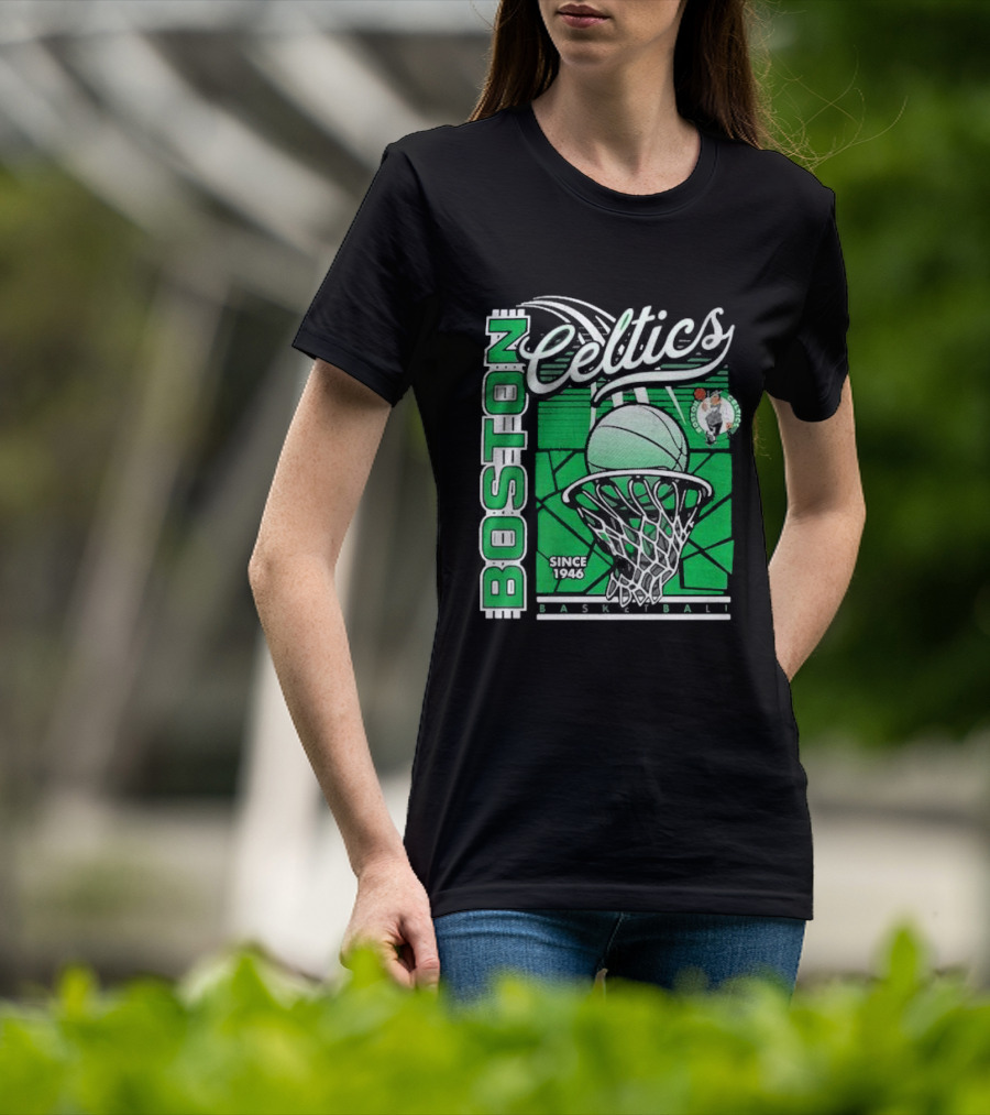 Boston Celtics Basketball Since 1946 Tri-Blend Sportiqe Comfy T-Shirt