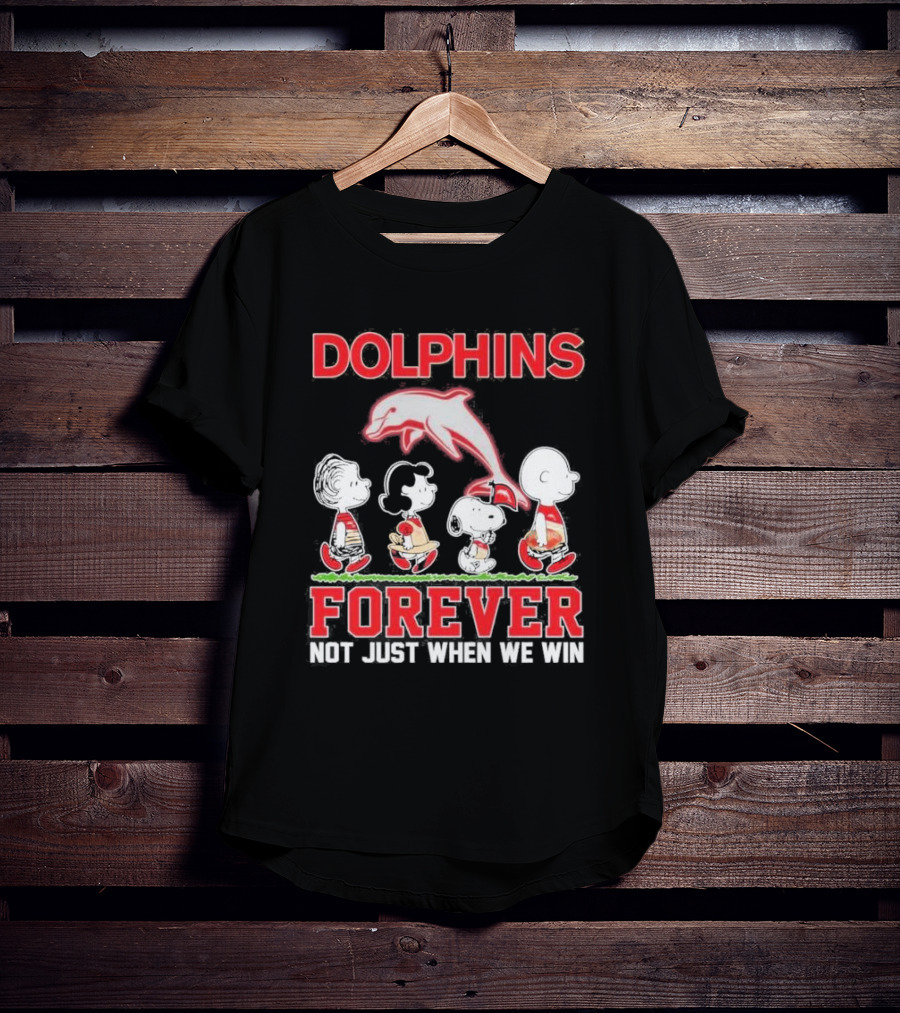Dolphins Forever Not Just When We Win Charlie Brown Snoopy Peanuts NRL T-Shirt