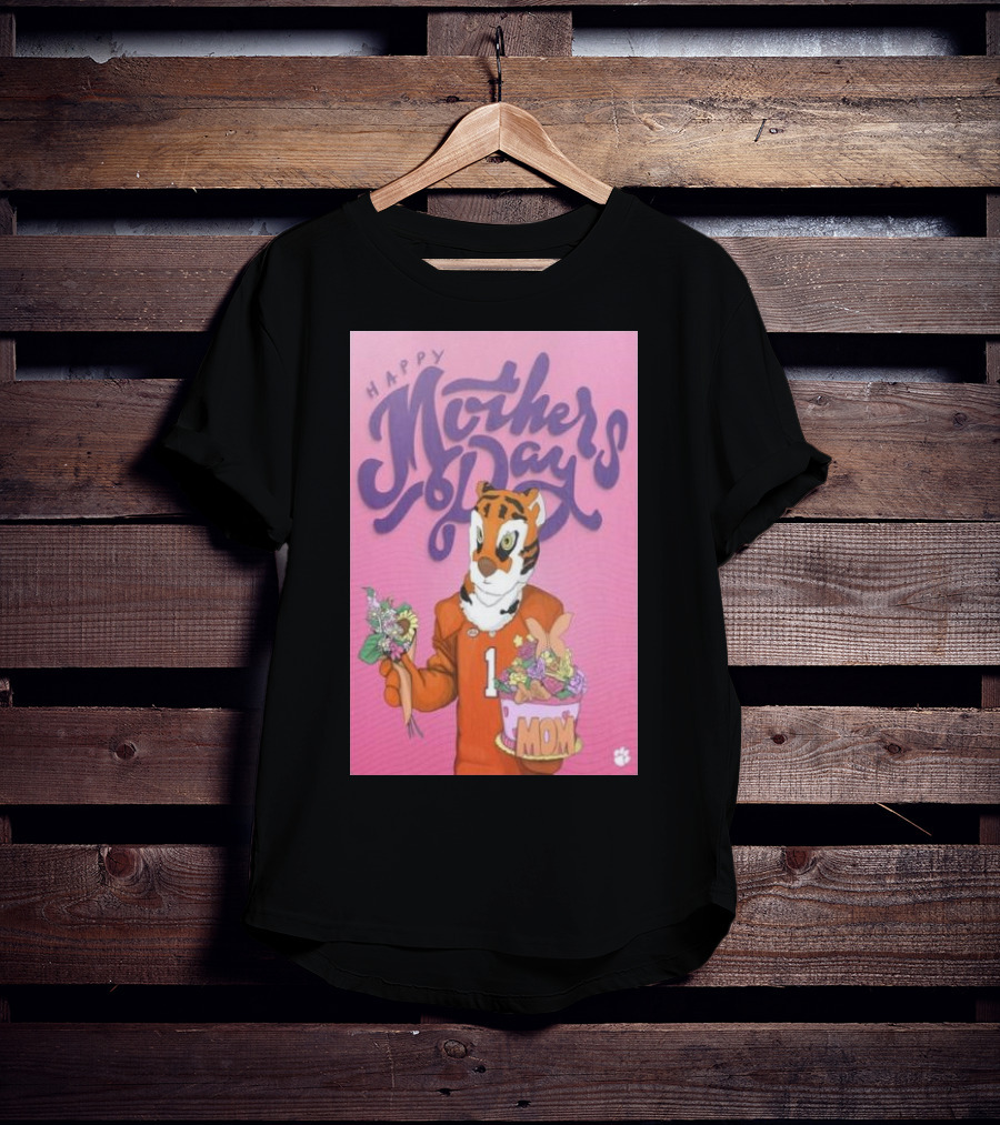 Clemson Tigers Mother's Day Celebration With Bouquet And Mom Cake T-Shirt