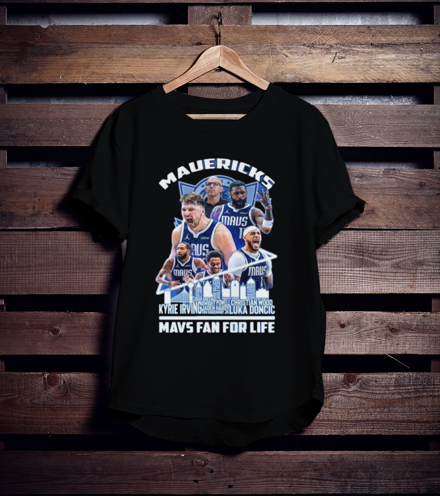 Mavericks Mavs Fan For Life Luka Doncic Kyrie Irving Dwight Powell Christian Wood Josh Green Jaden Hardy Skyline T-Shirt