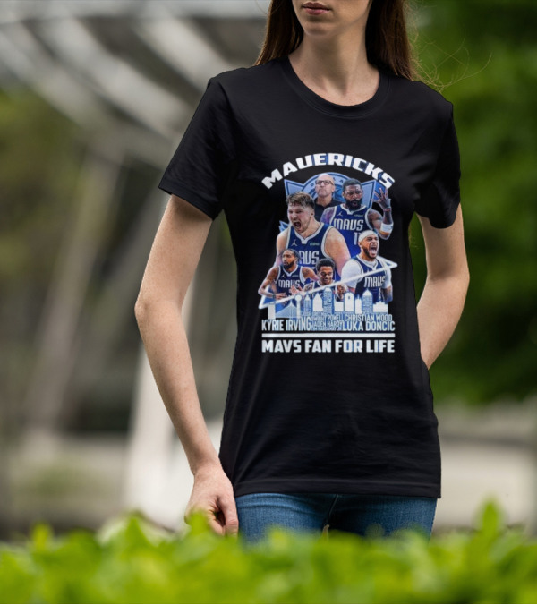 Mavericks Mavs Fan For Life Luka Doncic Kyrie Irving Dwight Powell Christian Wood Josh Green Jaden Hardy Skyline T-Shirt